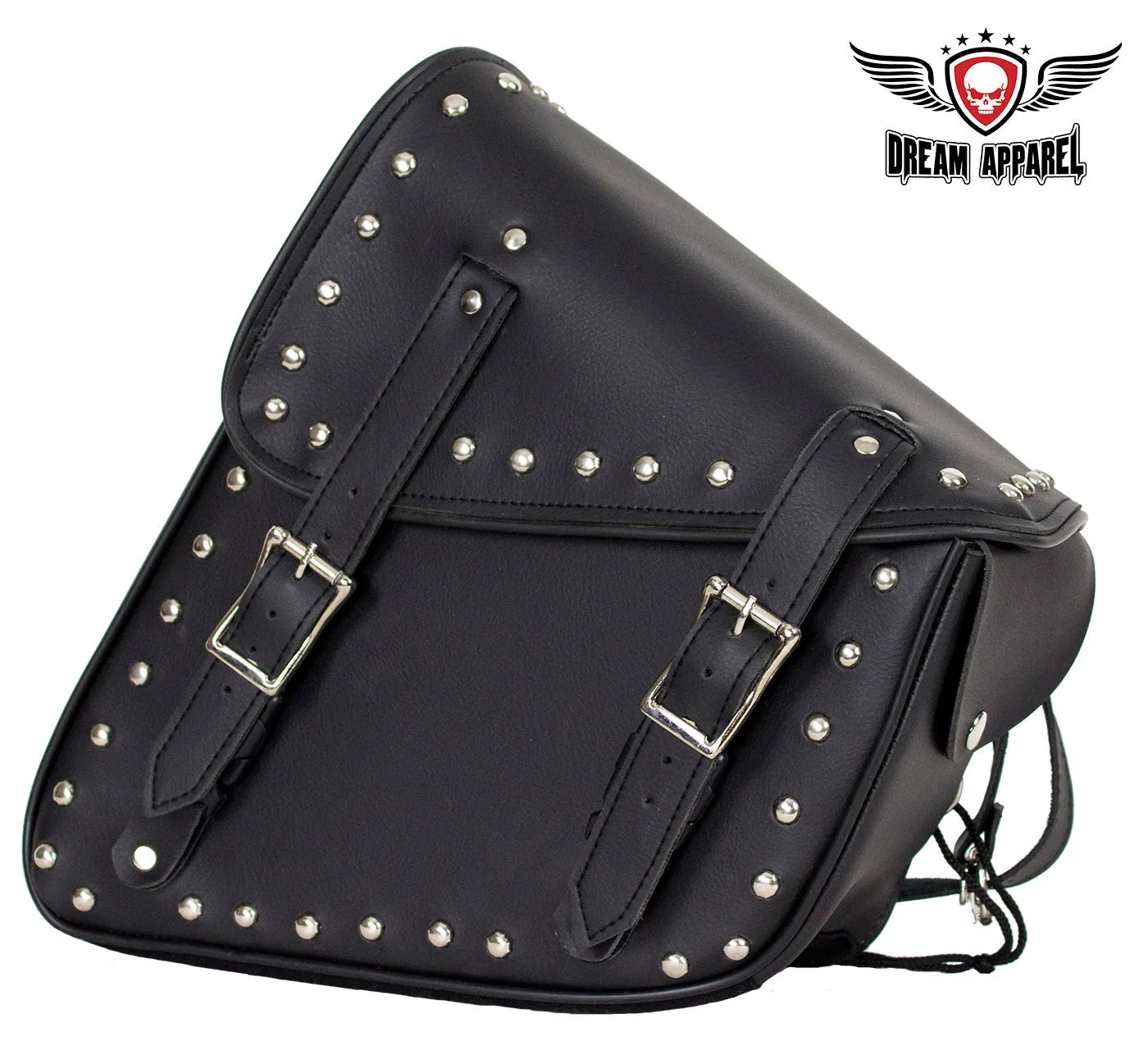 Studded Black PVC Solo Swing Arm Bag - Left Side