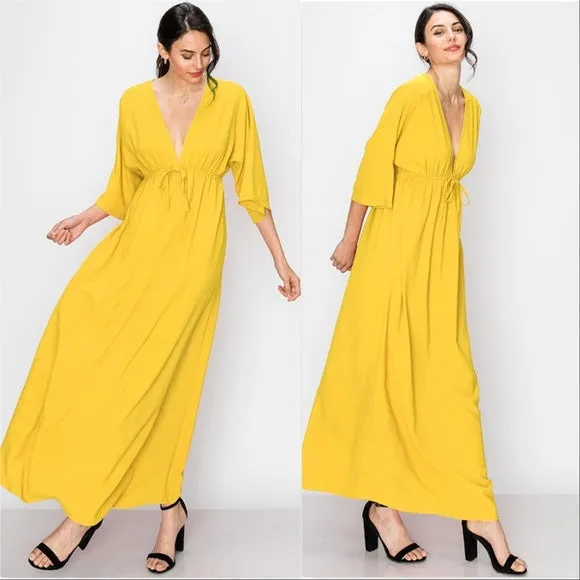 Sunny Day Empire Waist Maxi Dress - Yellow