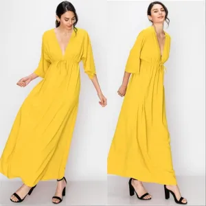 Sunny Day Empire Waist Maxi Dress - Yellow