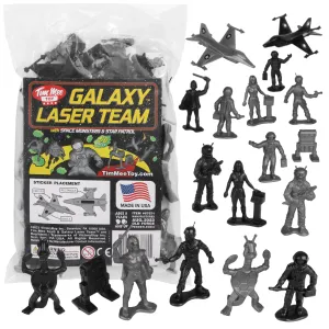 TimMee Galaxy Laser Team SPACE Figures - Black vs Silver 50pc Set - Made in USA