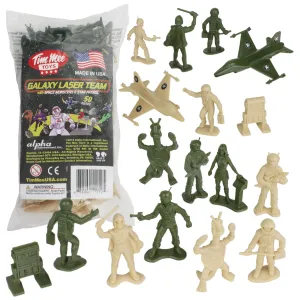 TimMee Galaxy Laser Team SPACE Figures - Tan vs Olive Green 50pc Set Made in USA