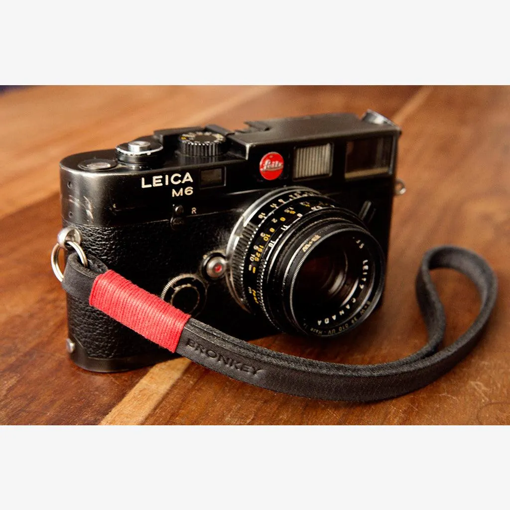 Tokyo #201 - Black & Red leather camera strap