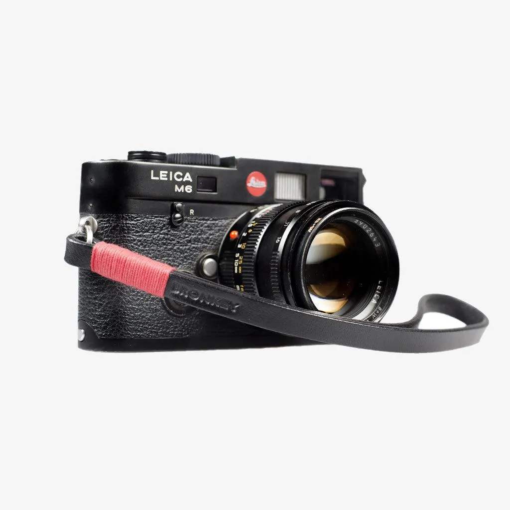 Tokyo #201 - Black & Red leather camera strap