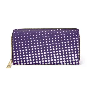 Uniquely You Womens Wallet - Zip Purse / Purple & White Polka Dot