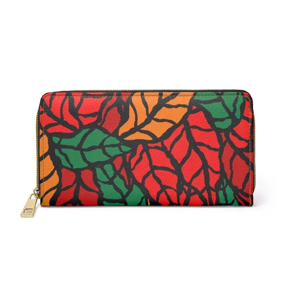 Uniquely You Womens Wallet - Zip Purse / Red & Green Autumn