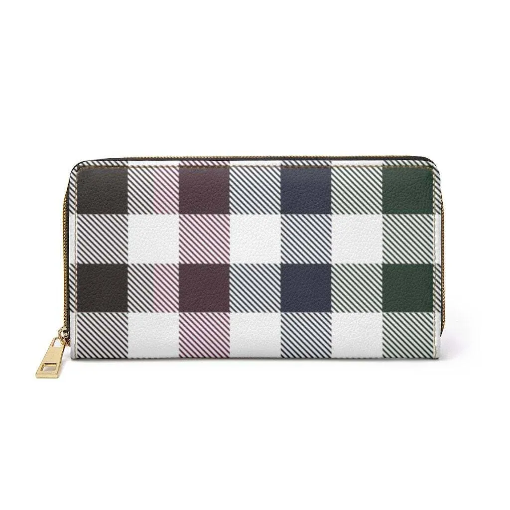 Uniquely You Womens Wallet - Zip Purse / White Multicolor Plaid