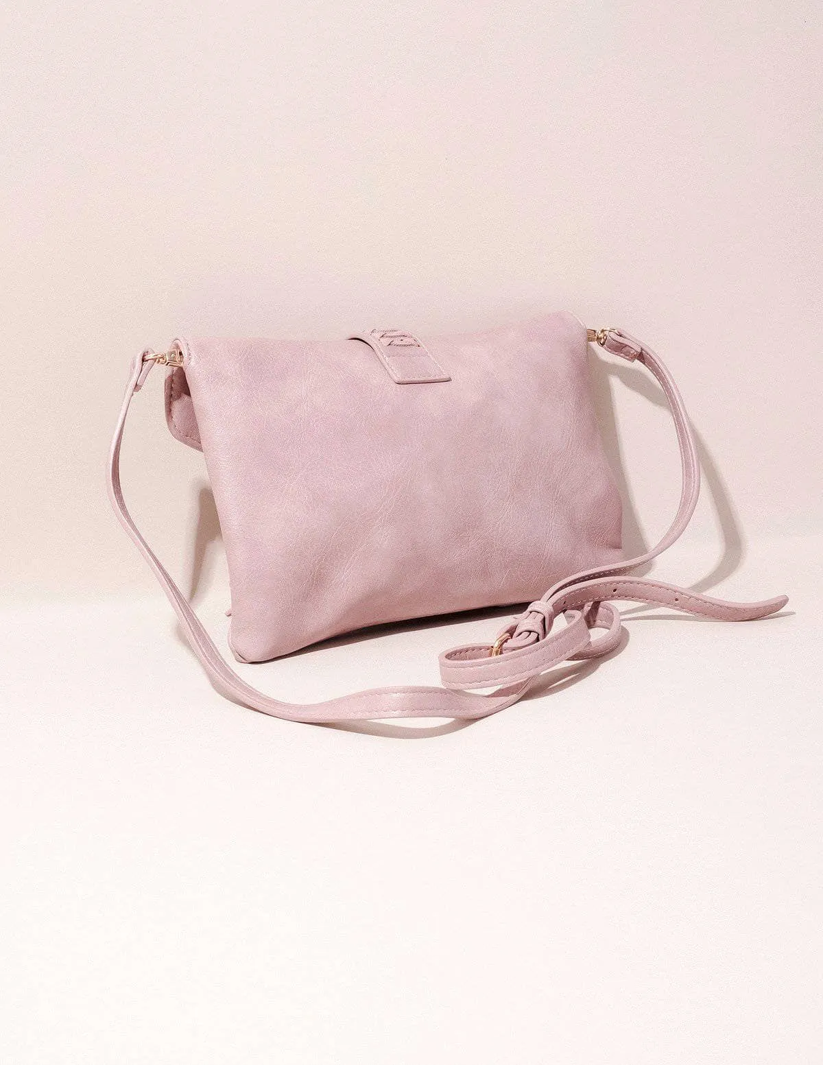 Vegan Leather Clutch/Crossbody Bag - Blush