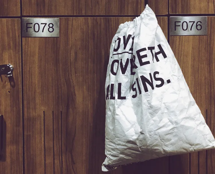 VM | Bag | DuPont Drawstring Bag | LOVE COVERETH ALL SINS