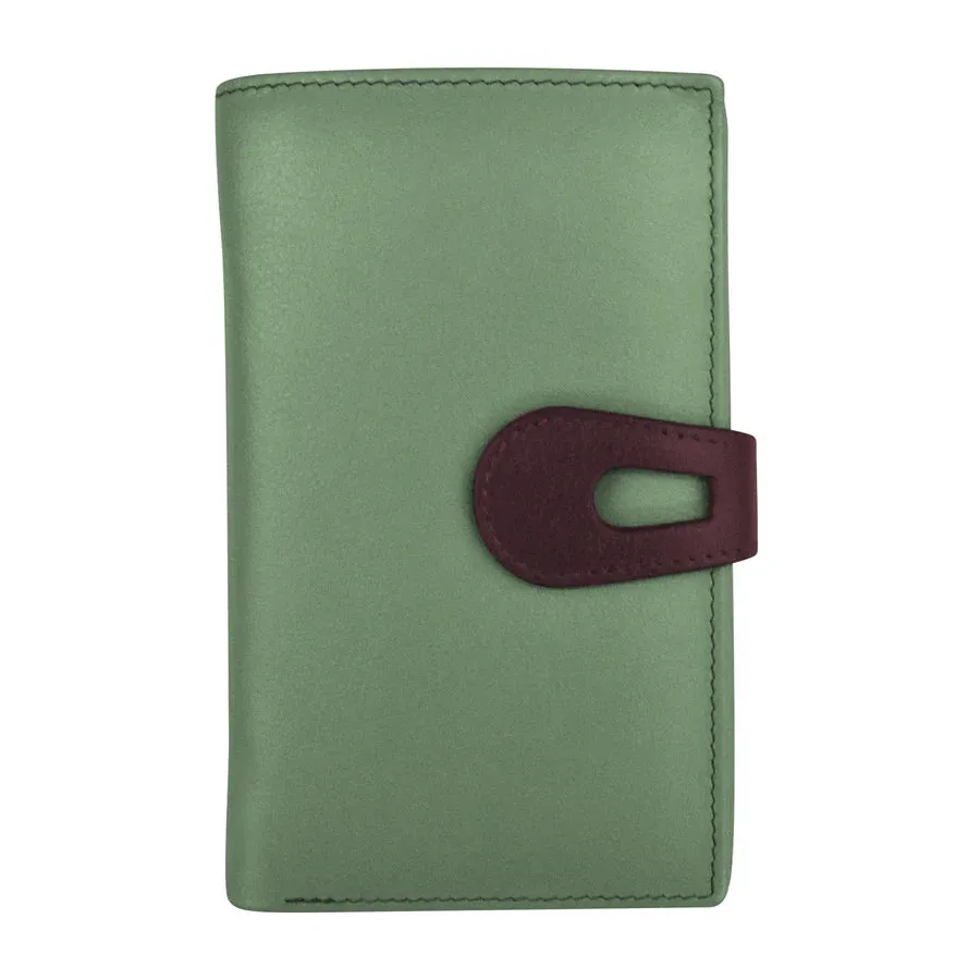 Wallet Midi With Cut Out Tab Sage/Egp Leather RFID Blocking 7817