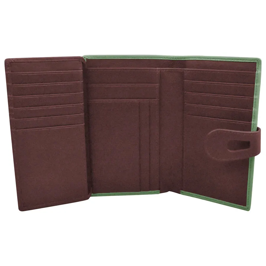 Wallet Midi With Cut Out Tab Sage/Egp Leather RFID Blocking 7817