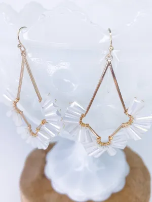 White Floral Drop Earring