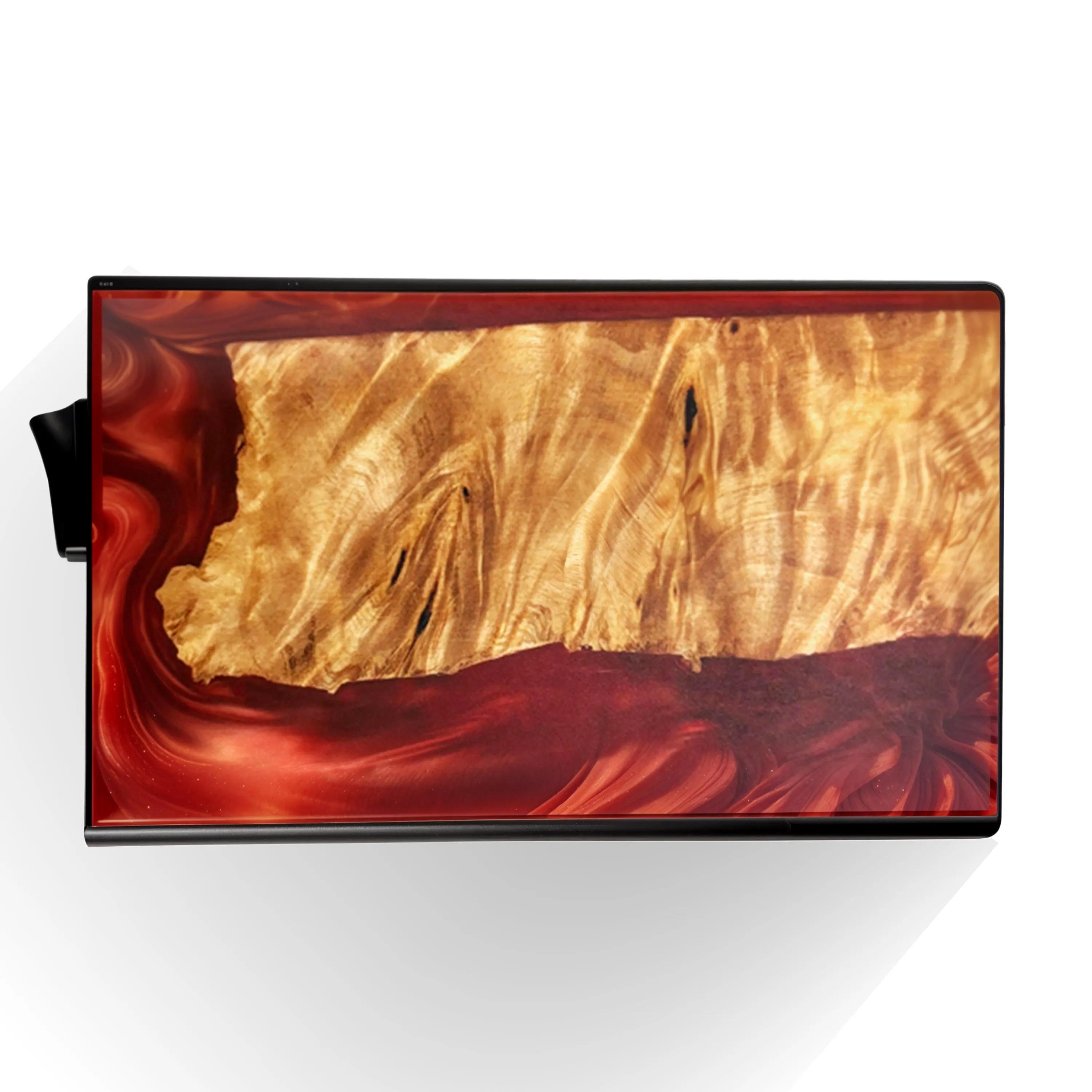 Wine Red - Wood & Resin Smart Wallet (Pop-Up Card Holder)