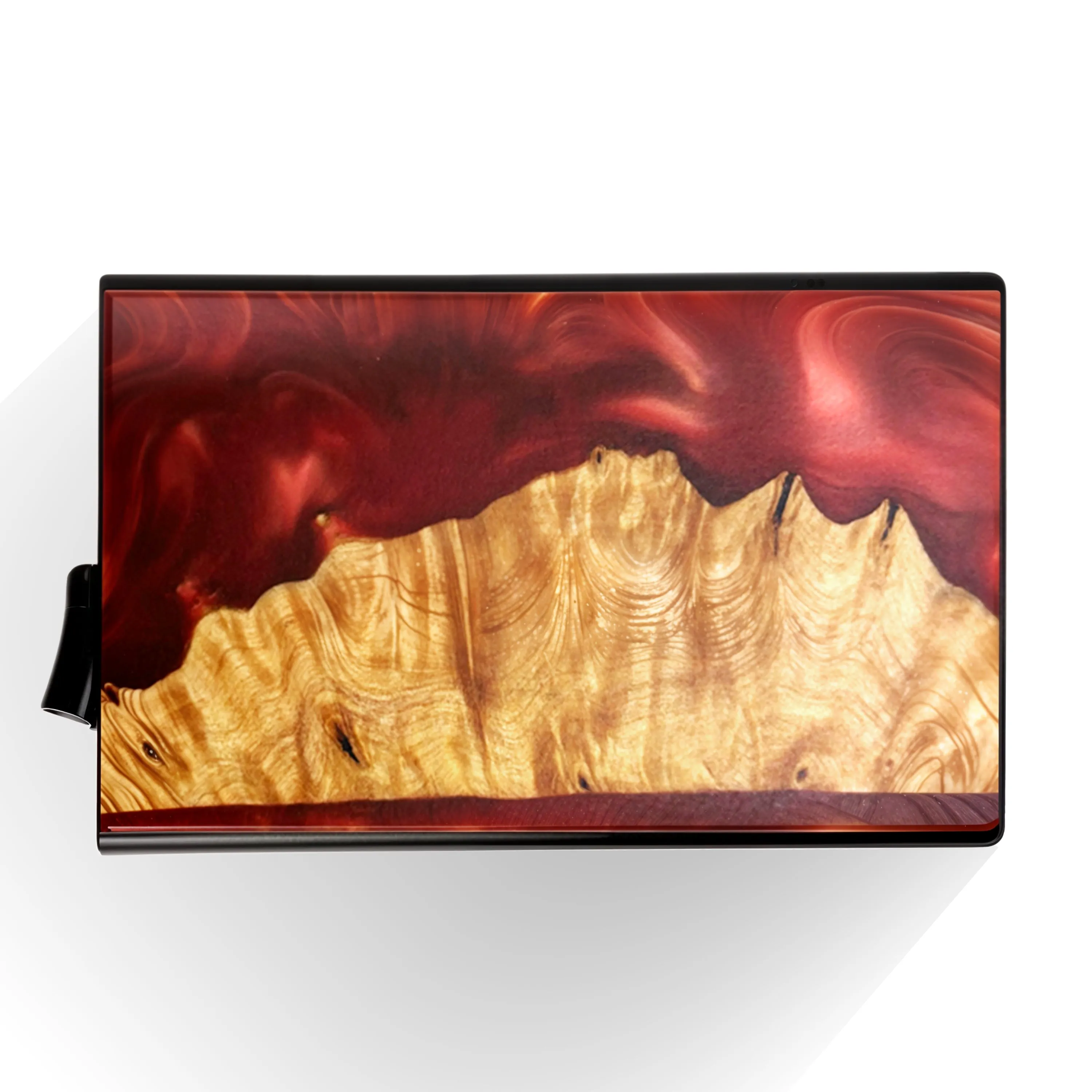 Wine Red - Wood & Resin Smart Wallet (Pop-Up Card Holder)