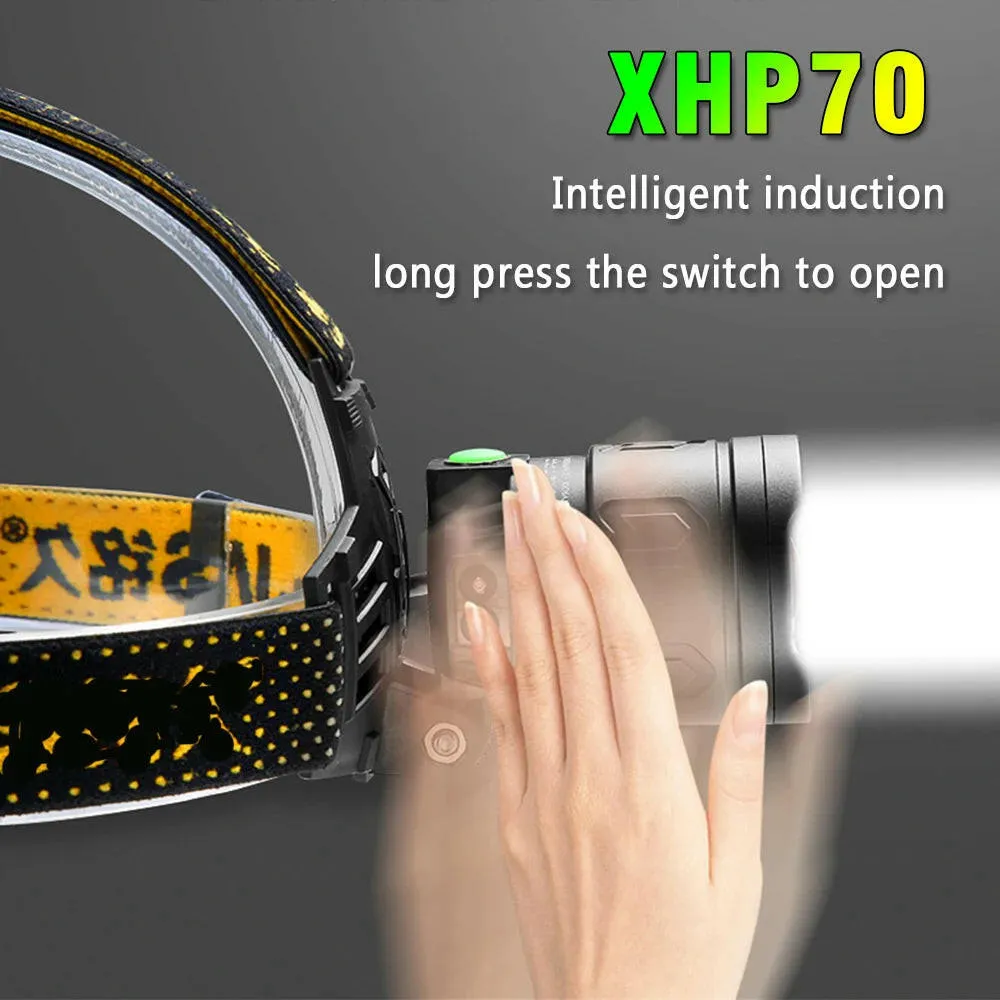 XHP70 Powerful LED Induction Headlamp USB Rechargeable 3*18650 With Battery Head Flashlight Outdoor Fishing Camping Head Torch