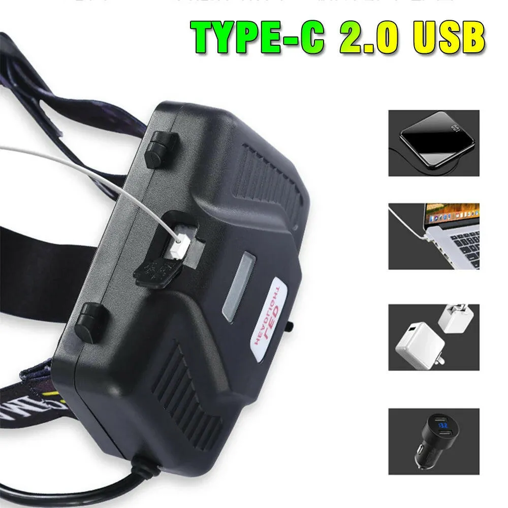 XHP70 Powerful LED Induction Headlamp USB Rechargeable 3*18650 With Battery Head Flashlight Outdoor Fishing Camping Head Torch