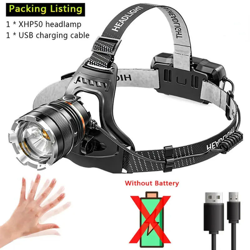 XHP70 Powerful LED Induction Headlamp USB Rechargeable 3*18650 With Battery Head Flashlight Outdoor Fishing Camping Head Torch