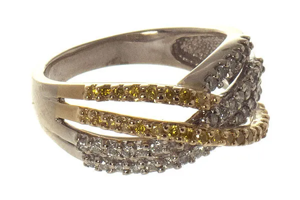 Yellow Diamond Crossover Band Ring